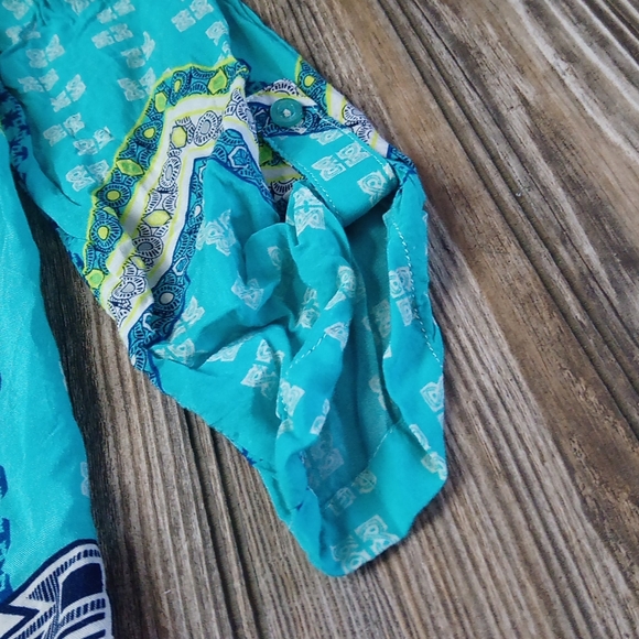 Tribal Boho Aztec Bohemian Print Pattern Flowy V Neck Blouse Top - Picture 11 of 13